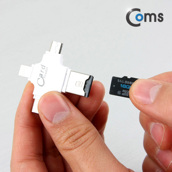 Coms iOS /모든 스마트폰 카드리더기(4 in 1) / USB 3.1 Type C/IOS 8핀 (8Pin)/안드로이드/USB