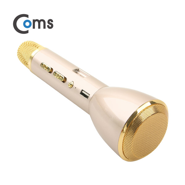 Coms 휴대용 블루투스 노래방 마이크 앰프(AUX 입력/에코/볼륨/USB 충전) 골드/ evn1