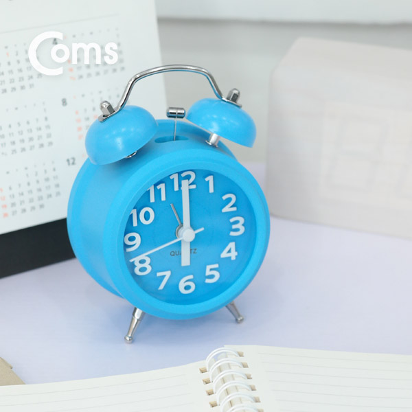 Coms 탁상용 아날로그 알람시계, QUARTZ / Blue