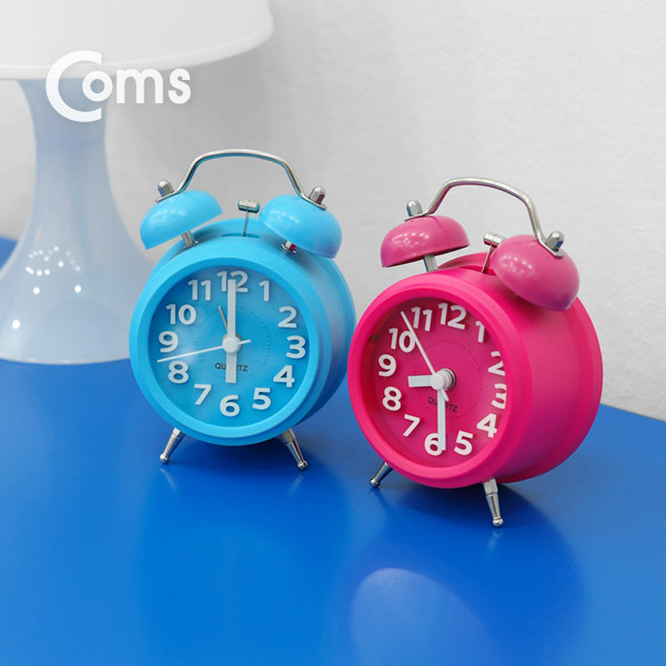 Coms 탁상용 아날로그 알람시계, QUARTZ / Blue