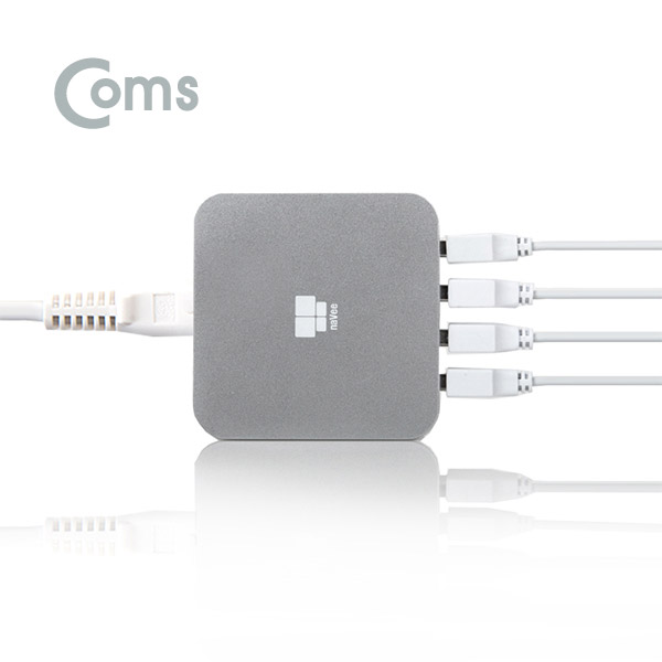 Coms 나비 4포트 멀티/급속 충전기 (NV14-MC400S) / 4Port, MAX25W / 골드