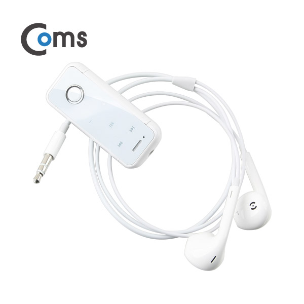 Coms 블루투스 리시버 BT4.1 3.5mm 스테레오, 리모트 컨트롤, 진동 지원 / 화이트/ evn1