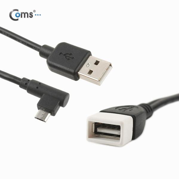 Coms 스마트폰 OTG 젠더, Micro 5Pin(M) 꺾임 to USB-A(M/F) 2Port