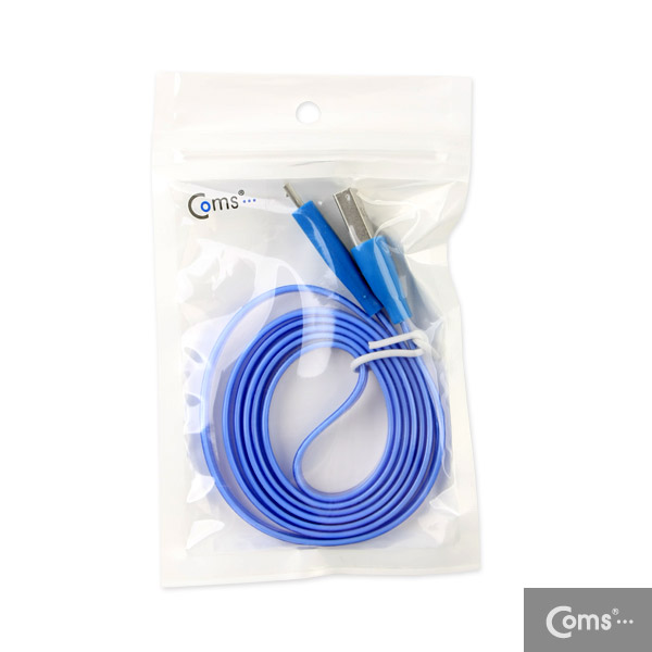 Coms USB/Micro USB(B) 케이블(투명 LED) EL 발광, 1M, 블루