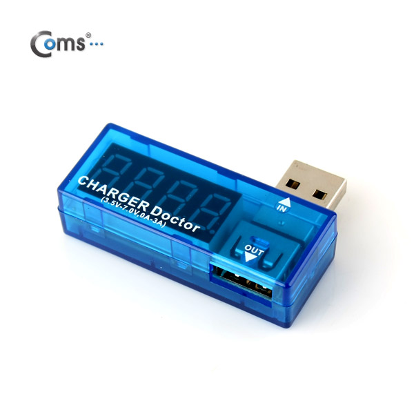 Coms USB 테스터기(전류/전압 측정) USB 기기 충전 상태표시/테스트
