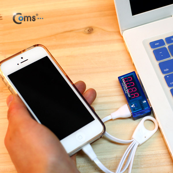 Coms USB 테스터기(전류/전압 측정) USB 기기 충전 상태표시/테스트