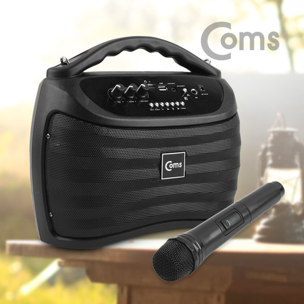 Coms 블루투스 스피커 & 무선 마이크 앰프 (30W USB/MicroSD 재생, AUX BGM 지원)/ evn1