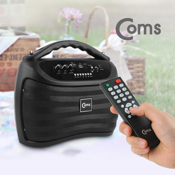 Coms 블루투스 스피커 & 무선 마이크 앰프 (30W USB/MicroSD 재생, AUX BGM 지원)/ evn1
