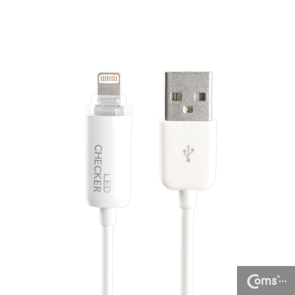 Coms iOS 스마트폰 5 LED 케이블/ 완충알림/White/8핀/충전