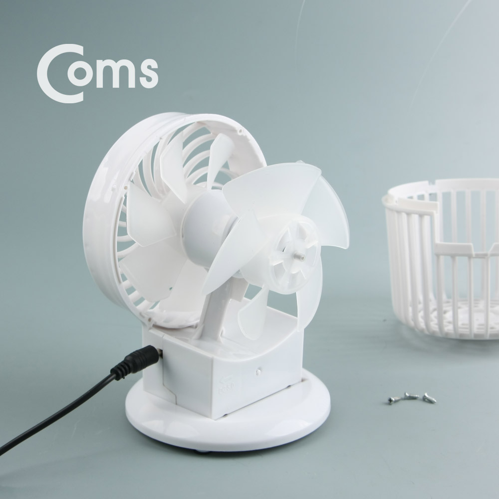 Coms USB 선풍기 (2중모터/80mm) White / 2단 바람세기 /evn2