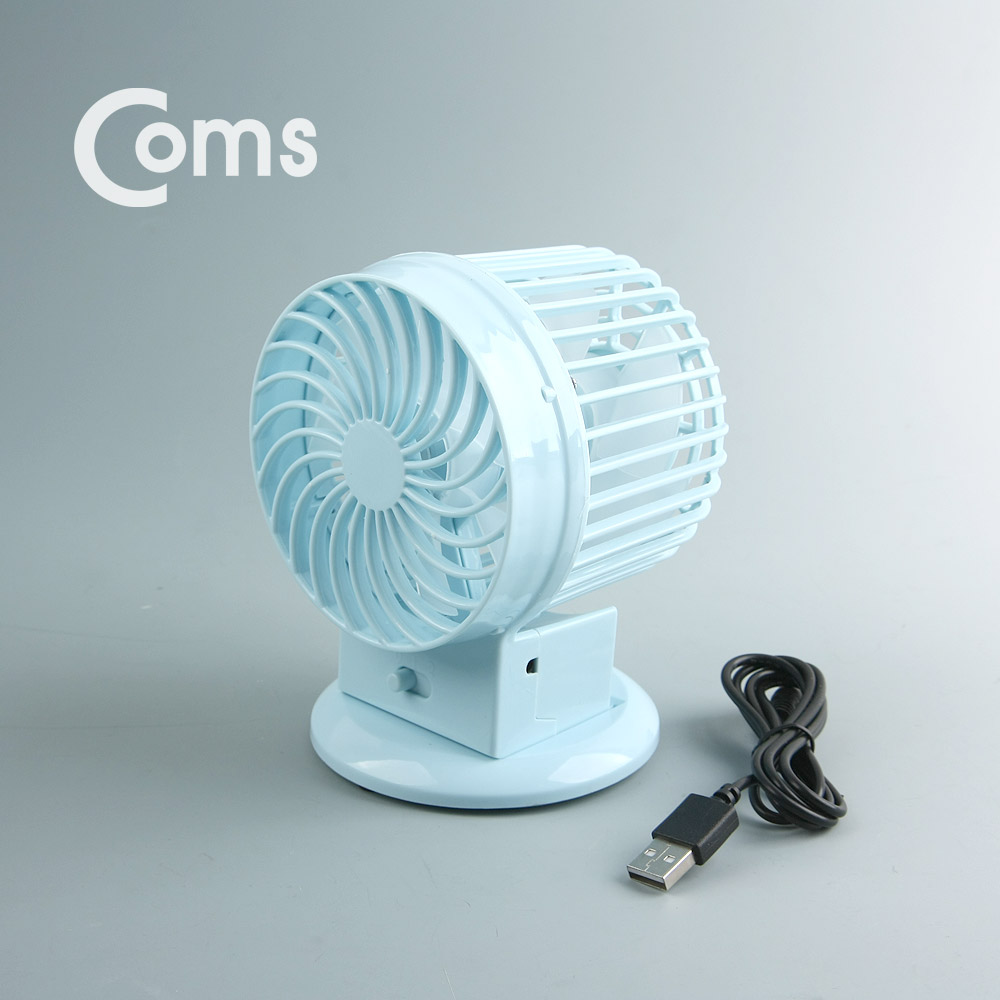 Coms USB 선풍기 (2중모터/80mm) Blue / 2단 바람세기 /evn2