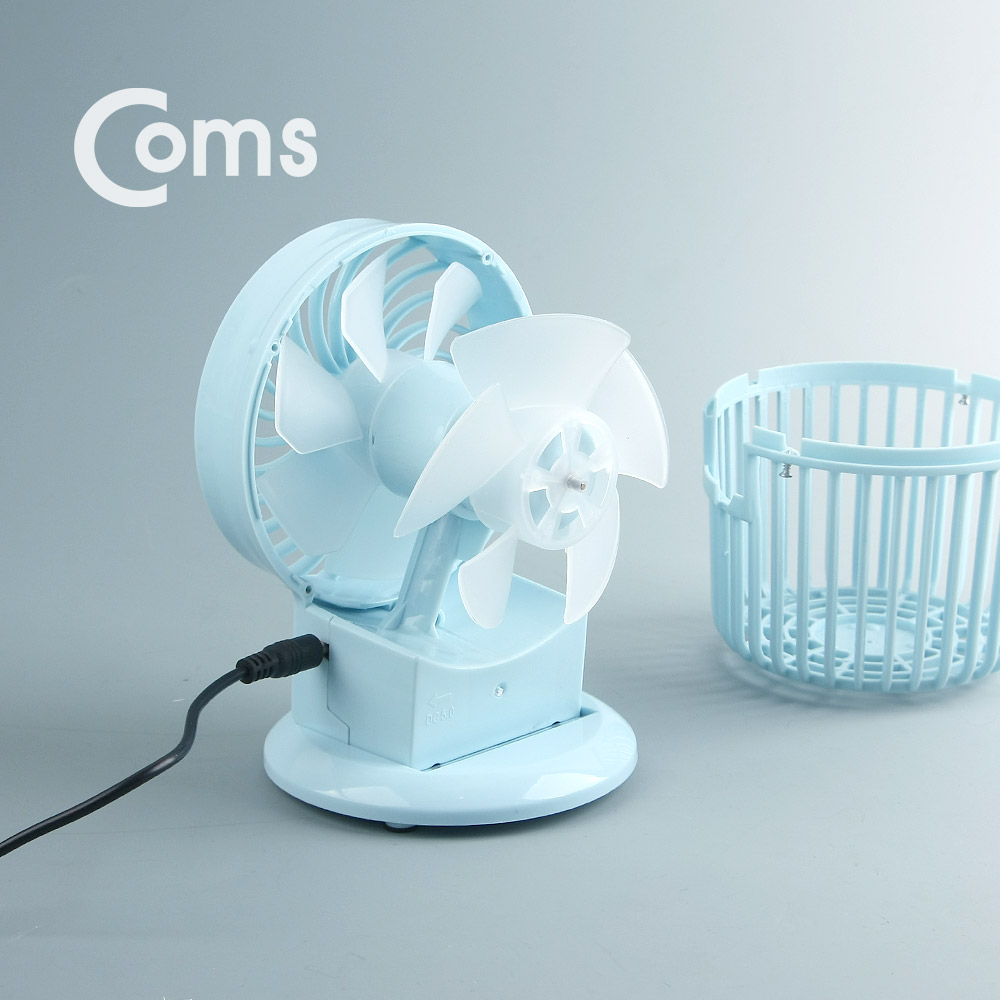 Coms USB 선풍기 (2중모터/80mm) Blue / 2단 바람세기 /evn2