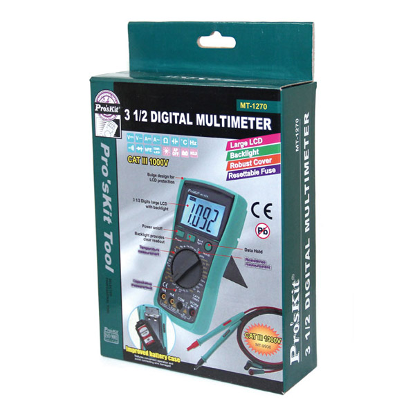 Prokit 디지털 테스터(AC/DC/전류/전압/저항/주파수/온도 ) CE CATⅢ 호환