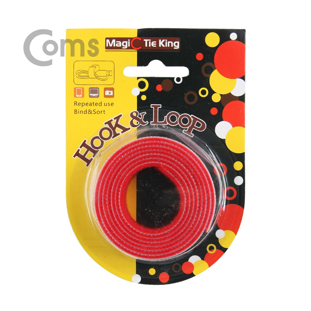 Coms 벨크로 타이(100mm x 20mm) Red/케이블타이