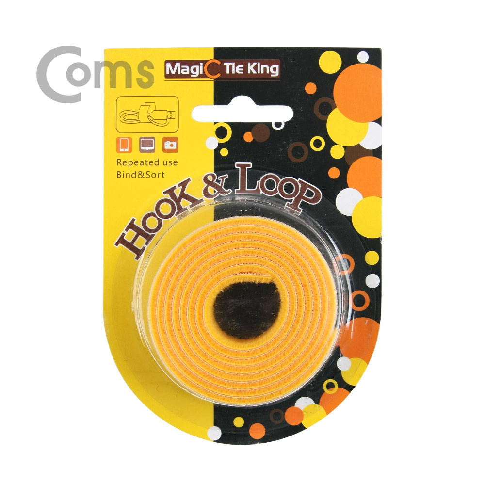 Coms 벨크로 타이(100mm x 20mm) Yellow/케이블타이