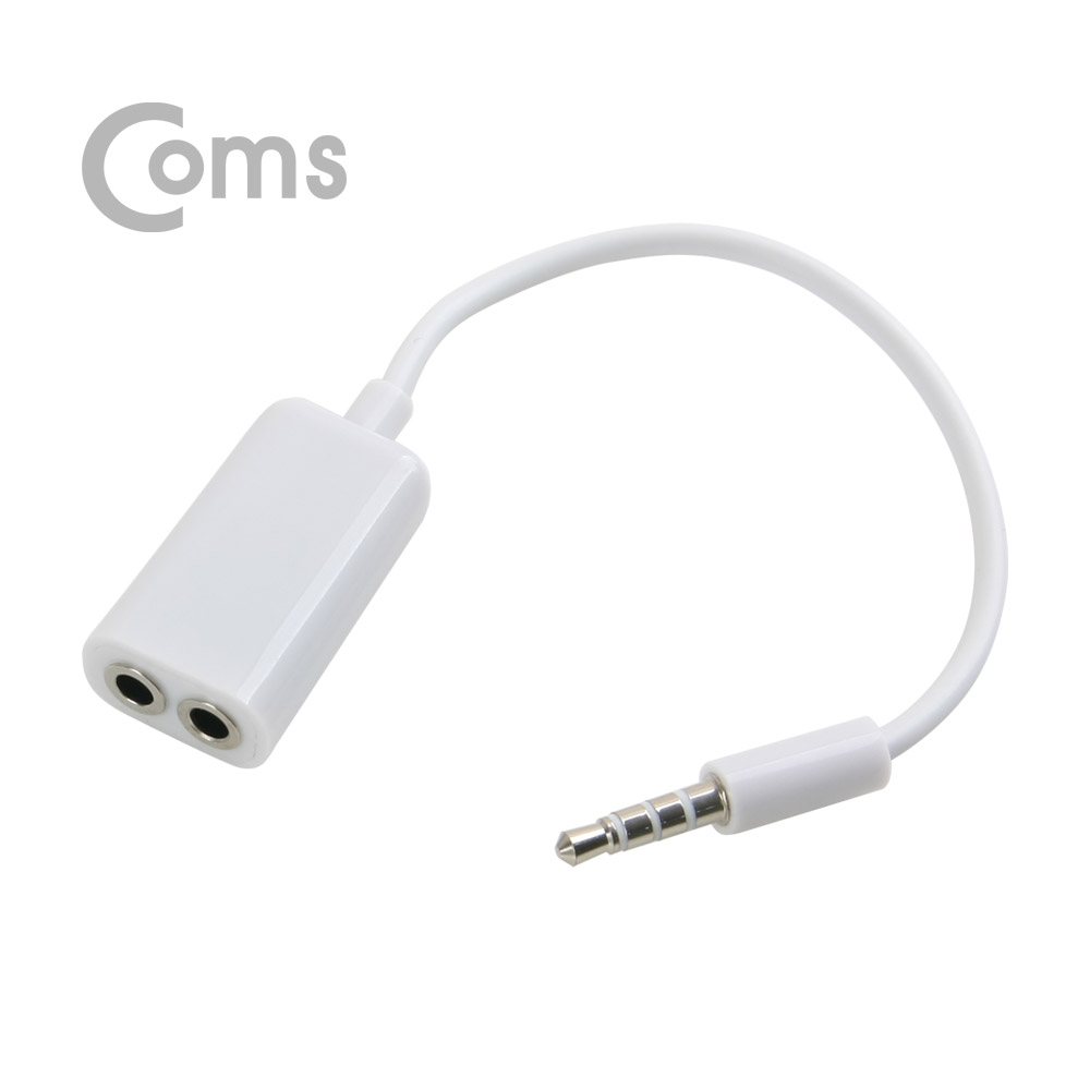 Coms 스테레오 젠더 Y형(3.5 4극 M/3극 Fx2) / 2분배 20cm, White/Stereo