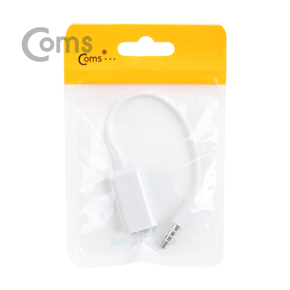 Coms 스테레오 젠더 Y형(3.5 4극 M/3극 Fx2) / 2분배 20cm, White/Stereo