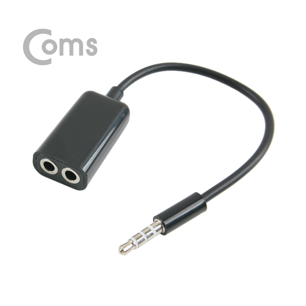 Coms 스테레오 젠더 Y형(3.5 4극 M/3극 Fx2) / 2분배 20cm, Black/Stereo