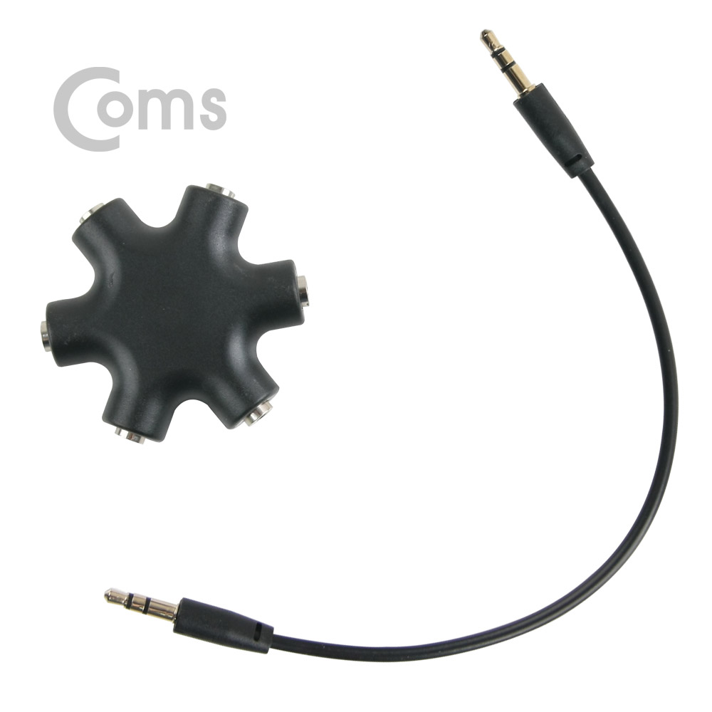 Coms 스테레오 젠더 별형(5분배) Black - 3.5 ST(F)/3.5 ST(F) x 5/Stereo