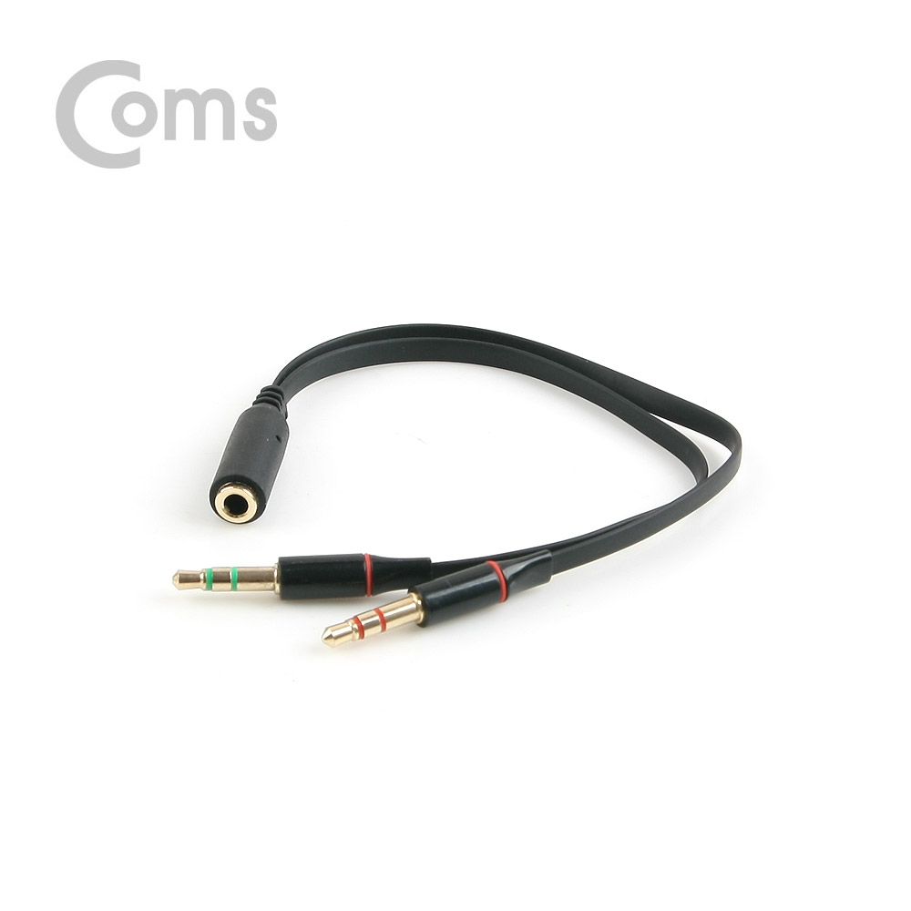 Coms 스테레오 젠더 Y형(3.5 F/Mx2) 10cm, Black/Stereo