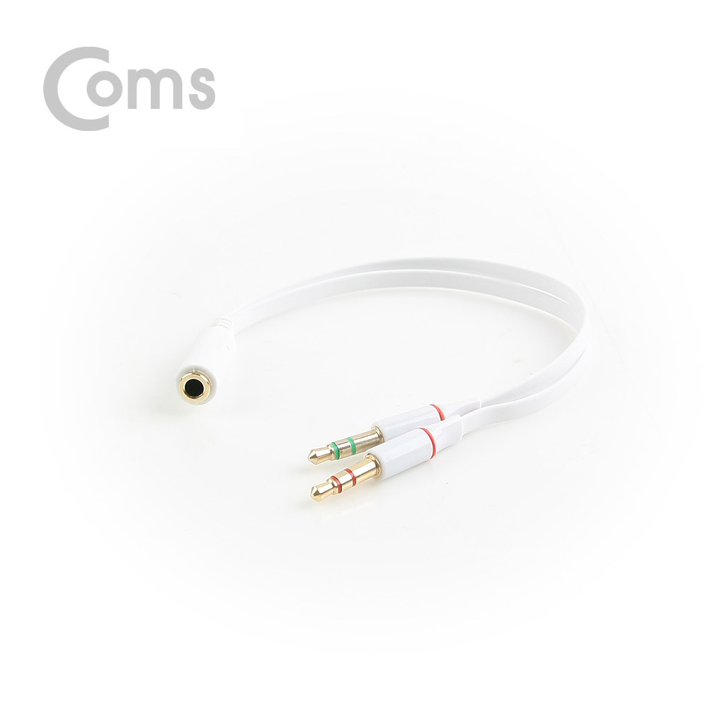 Coms 스테레오 젠더 Y형(3.5 F/Mx2) 10cm, White/Stereo