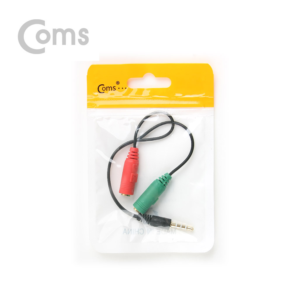 Coms 스테레오 젠더 Y형(3.5 M/Fx2) 10cm, Red/Green/Stereo