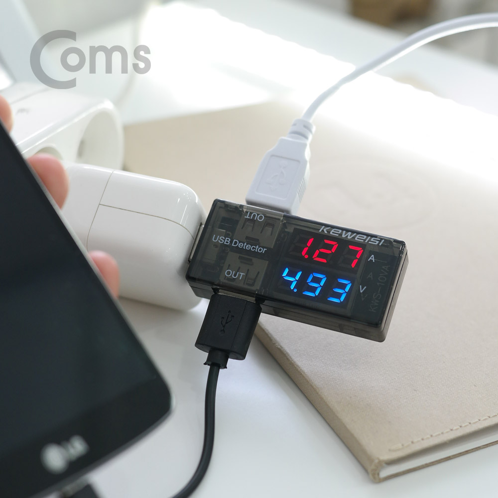 Coms USB 테스터기(전류/전압 측정), KWS-10AV, 2Port 측정