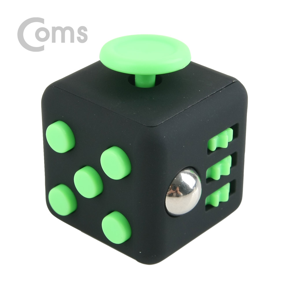 Coms 피젯큐브, 집중력장애 개선, 집중력 큐브 / 스트레스 해소 아이템 (블랙/그린)