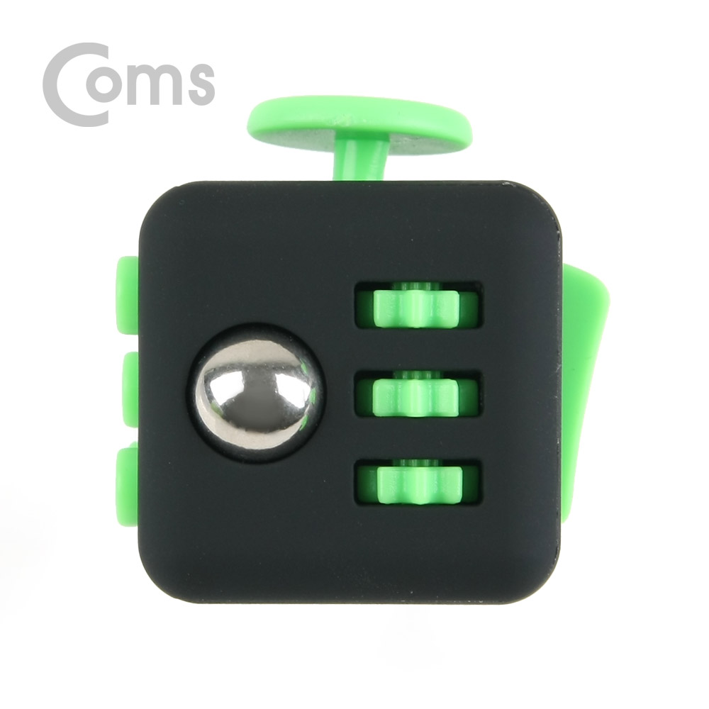 Coms 피젯큐브, 집중력장애 개선, 집중력 큐브 / 스트레스 해소 아이템 (블랙/그린)