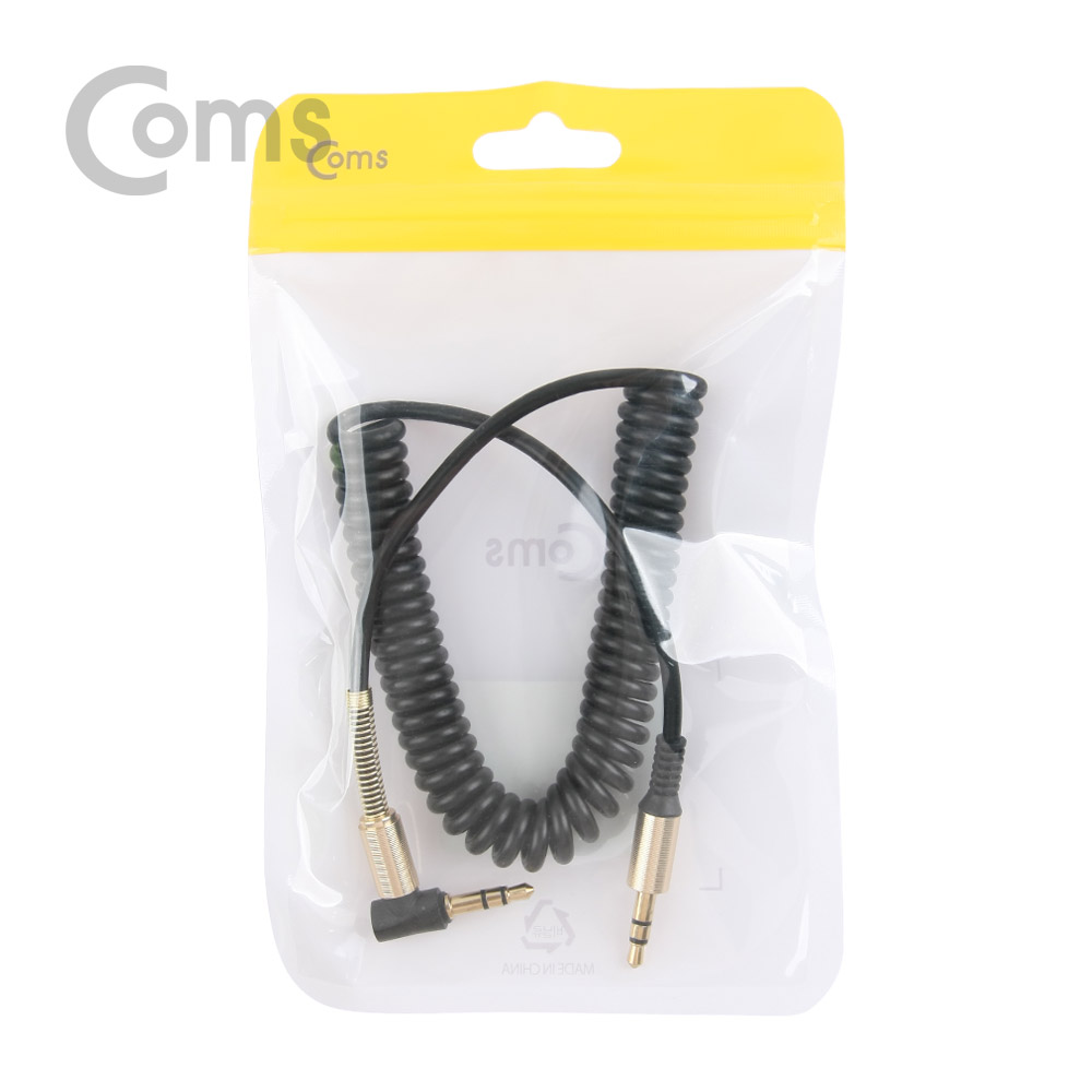 Coms AUX 케이블(스프링) 30cm ~ 1M, Black