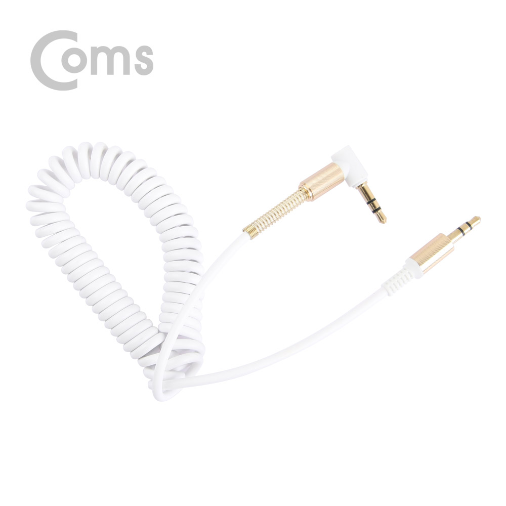 Coms AUX 케이블(스프링) 30cm ~ 1M, White