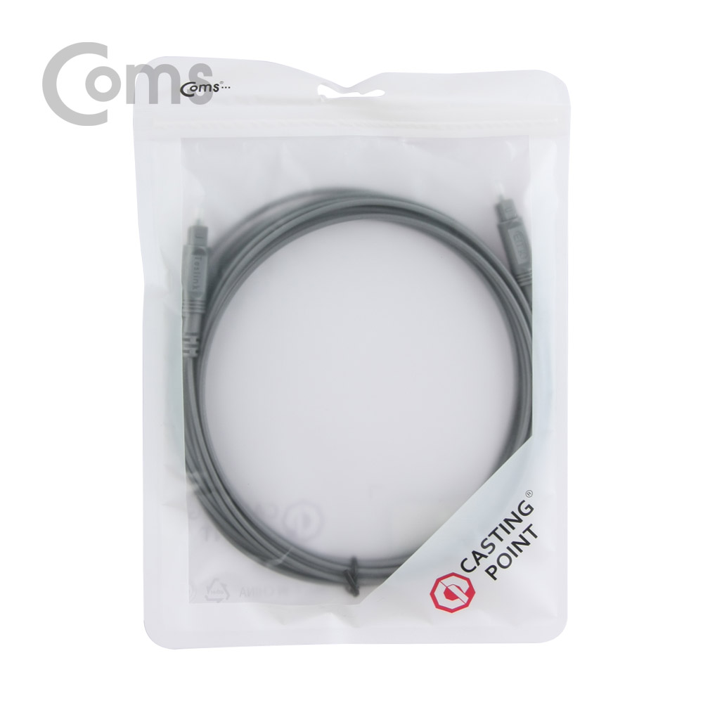 Coms 오디오광 Optical 케이블(2∮ /각-각) 10M, Gray / 2∮, Toslink to Toslink