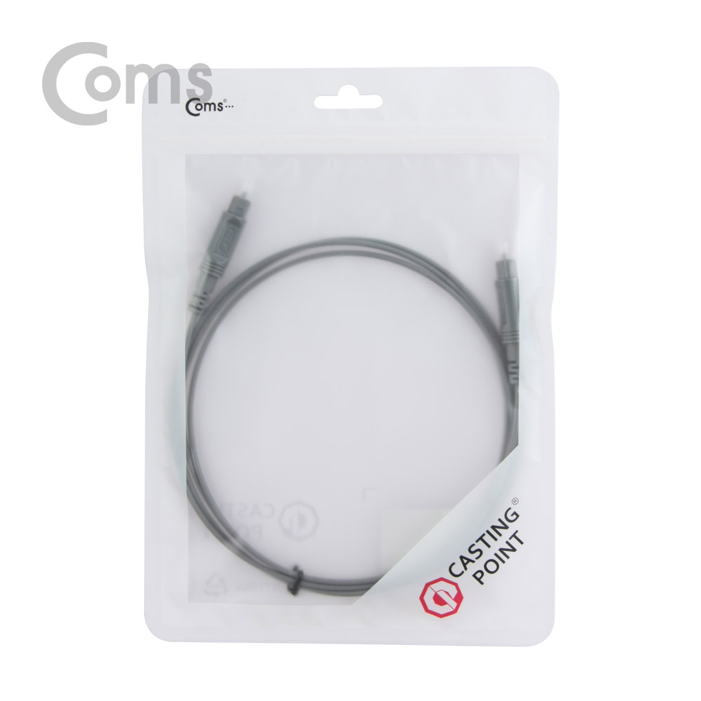 Coms 오디오광 Optical 케이블(2∮ /각-각) 1.5M, Gray / 2∮, Toslink to Toslink