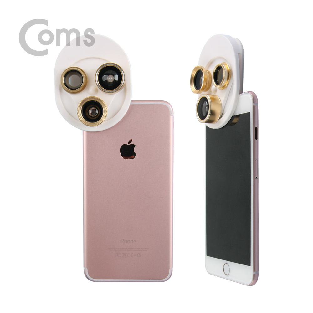 Coms 스마트폰 카메라 확대경(4 in 1) 렌즈회전형 Macro/피쉬아이/Wide/CPL