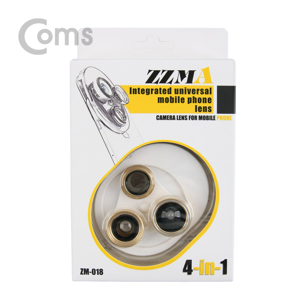 Coms 스마트폰 카메라 확대경(4 in 1) 렌즈회전형 Macro/피쉬아이/Wide/CPL