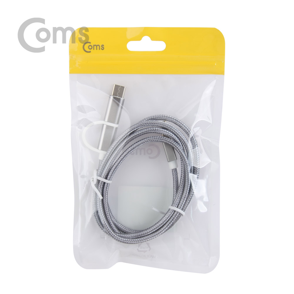 Coms Type C USB 3.1 / Micro 5P 케이블(패브릭/2 in 1) 1M, Android/Gray