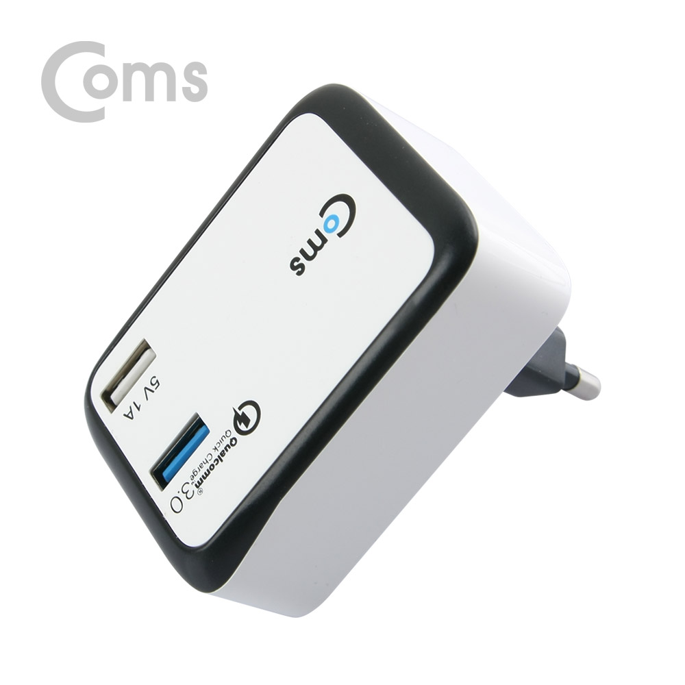 Coms 전원 USB 2 Port 멀티 충전기(White)/ QC 3.0 1Port / 고속충전 / 퀵차지 지원