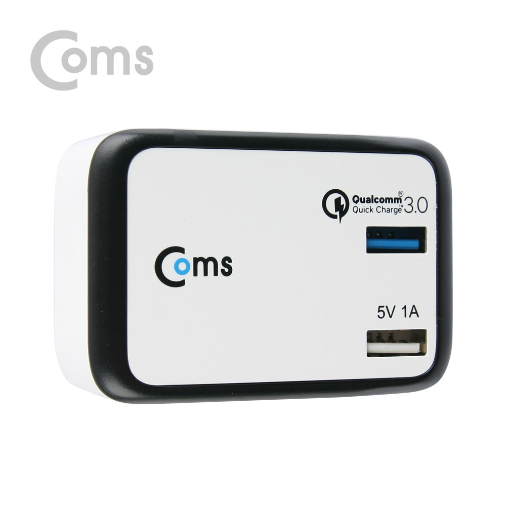 Coms 전원 USB 2 Port 멀티 충전기(White)/ QC 3.0 1Port / 고속충전 / 퀵차지 지원