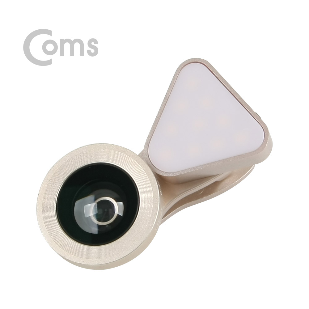 Coms 스마트폰 카메라 확대경/렌즈(3 in 1), LED Light - Macro/Wide