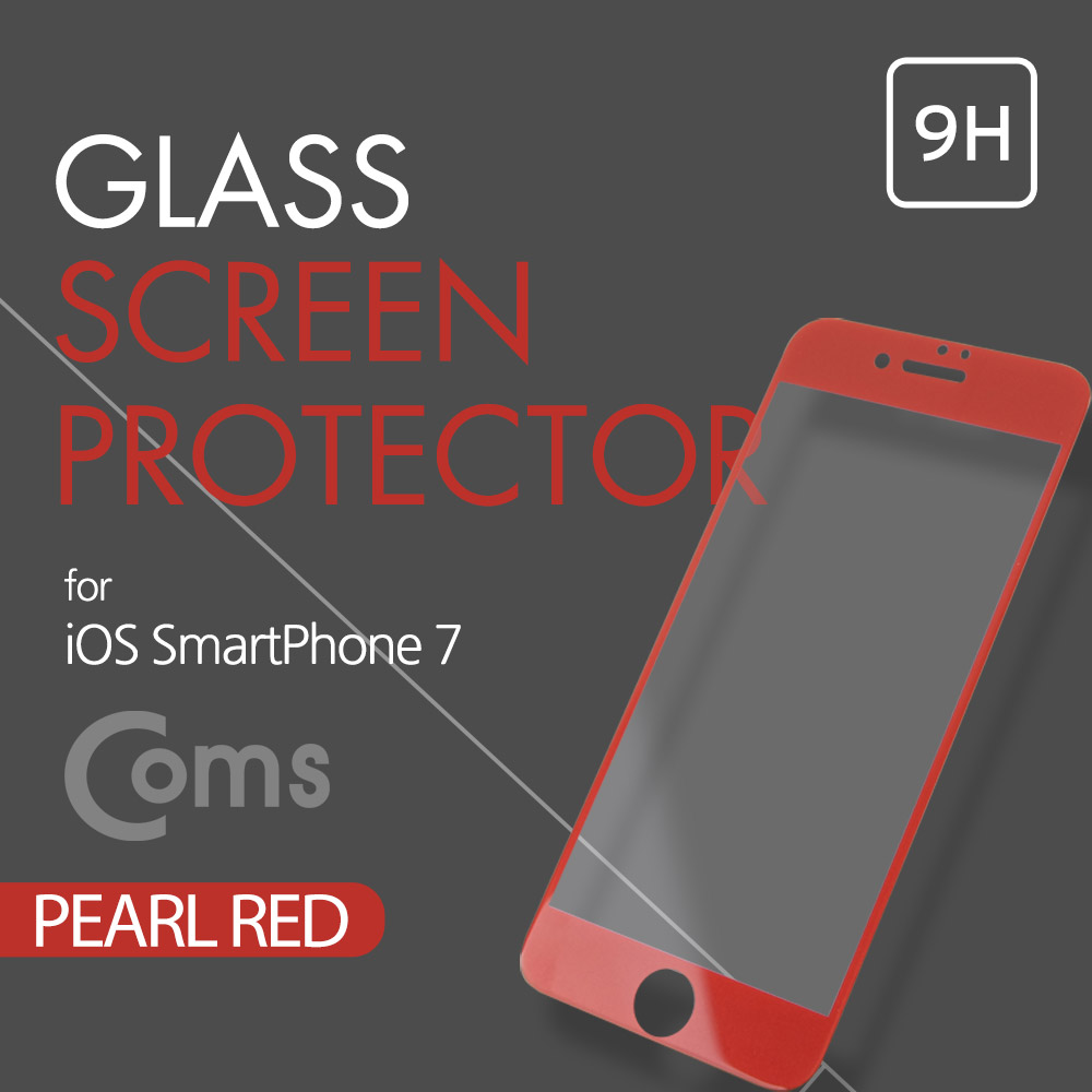 Coms IOS 8Pin (8핀) 스마트폰 7 보호필름, Red