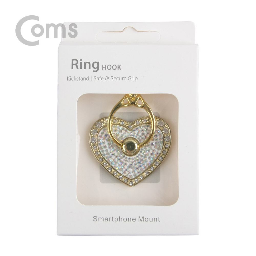 Coms 스마트폰 거치대(손가락 링) / 링 홀더 / 핑거 링, Yellow/White