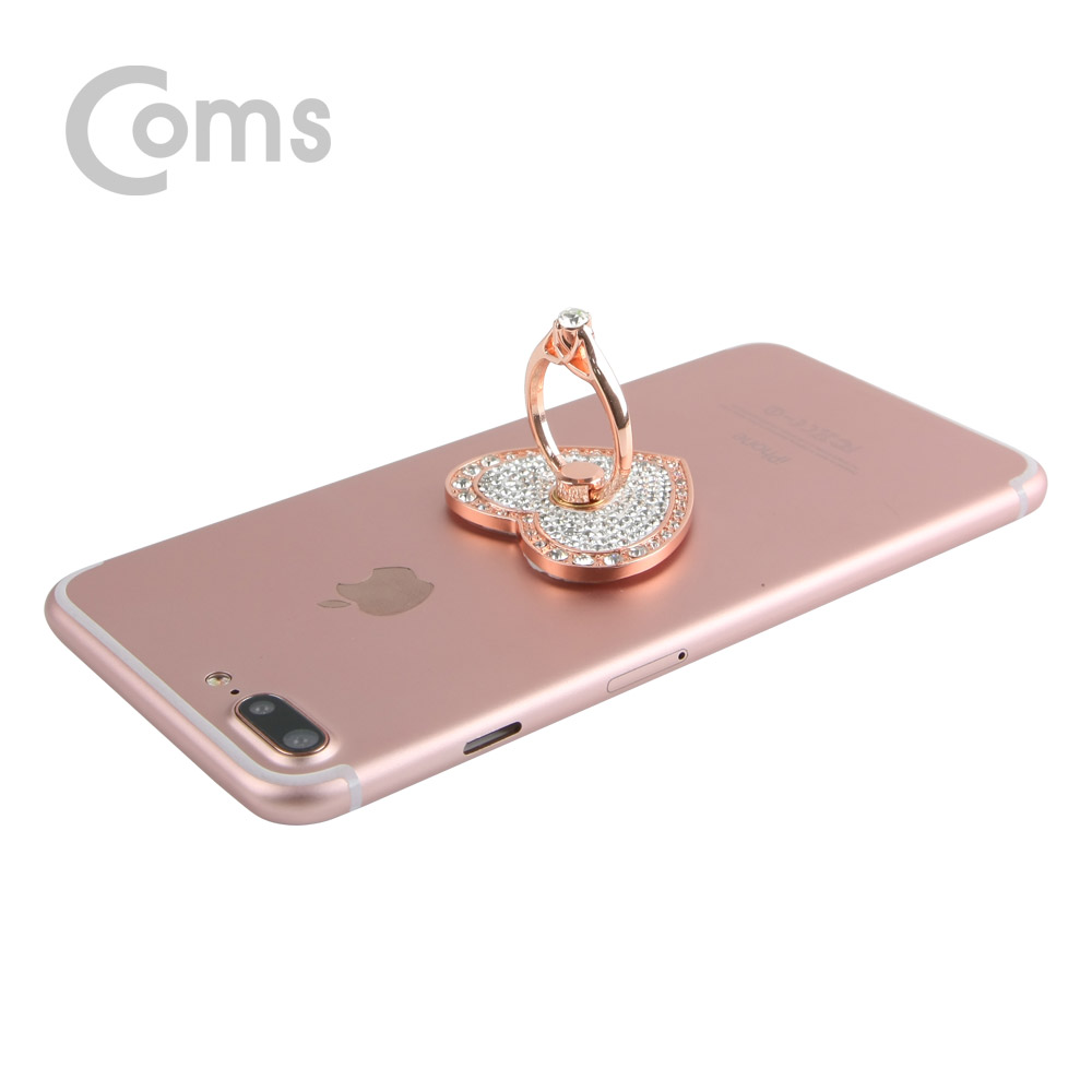 Coms 스마트폰 거치대(손가락 링) / 링 홀더 / 핑거 링, Pink/White