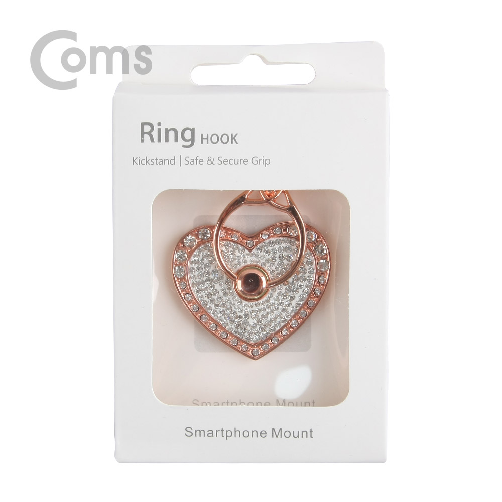 Coms 스마트폰 거치대(손가락 링) / 링 홀더 / 핑거 링, Pink/White
