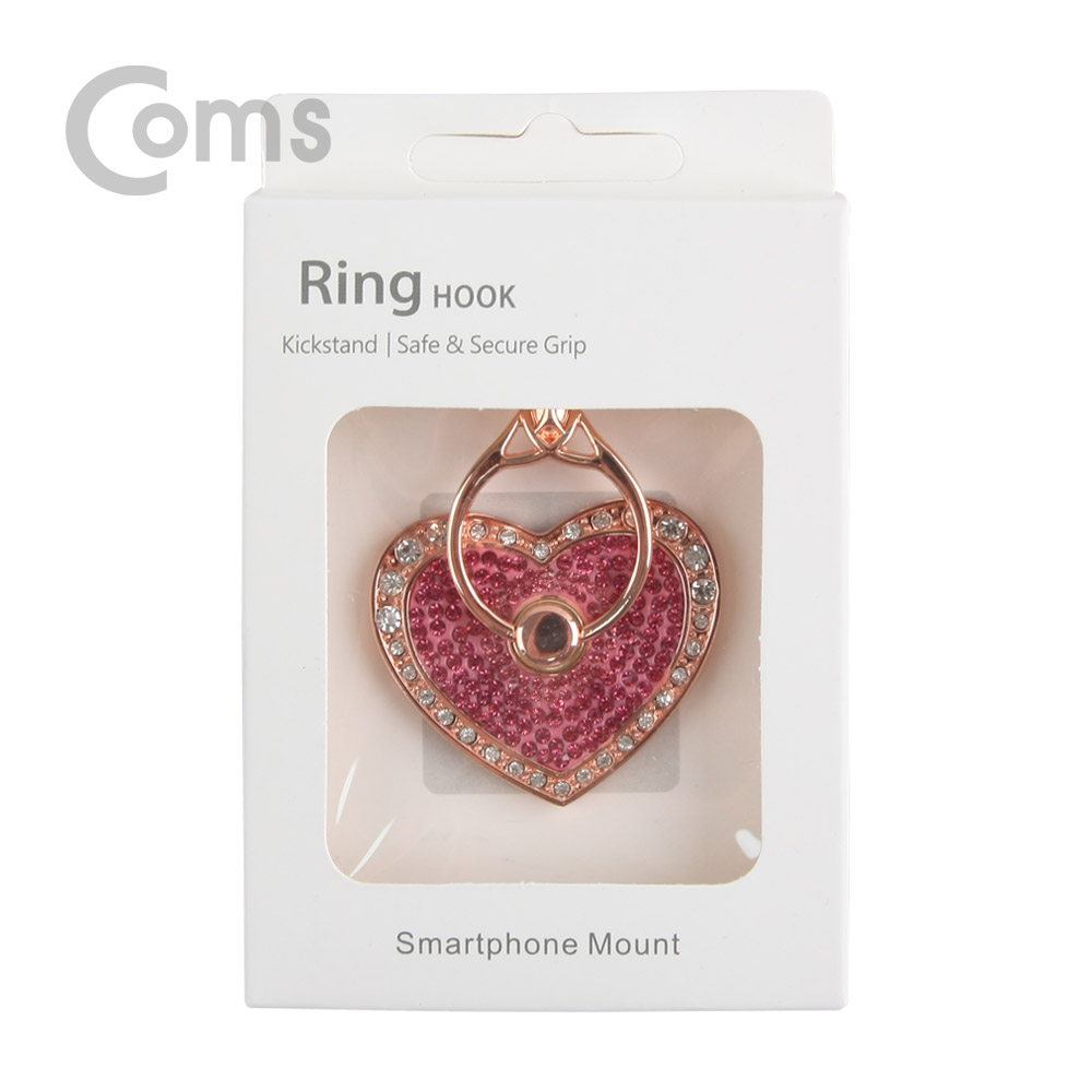 Coms 스마트폰 거치대(손가락 링) / 링 홀더 / 핑거 링, Pink/Red