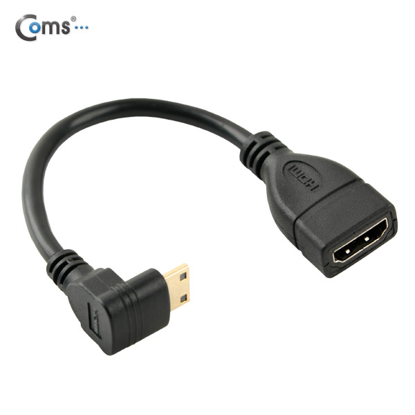 Coms HDMI 젠더(Mini HDMI M/HDMI F), 10cm 전방 상향 꺾임(꺽임)