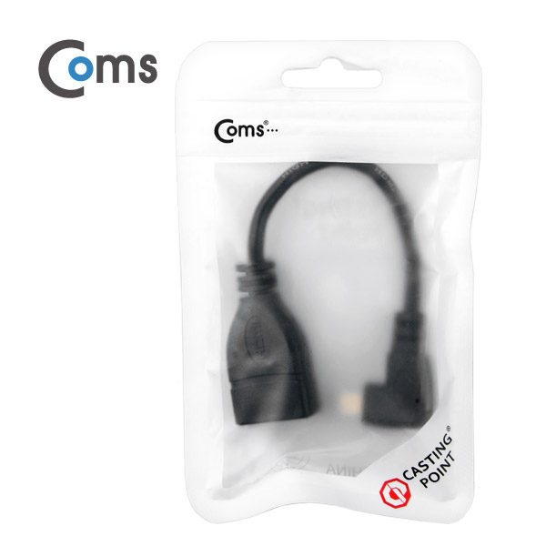 Coms HDMI 젠더(Micro HDMI M/HDMI F), 10cm 우향꺾임