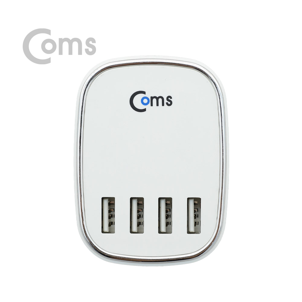 Coms 4포트 USB 전원 멀티충전기(White), USB 4 Port / 220V 전용/벽면 연결 / 4.5A-22.5W