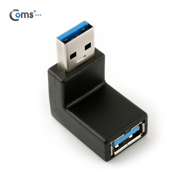 Coms USB 3.0 젠더- 연장(M/F) 꺾임형(꺽임)/Black 상향 90도