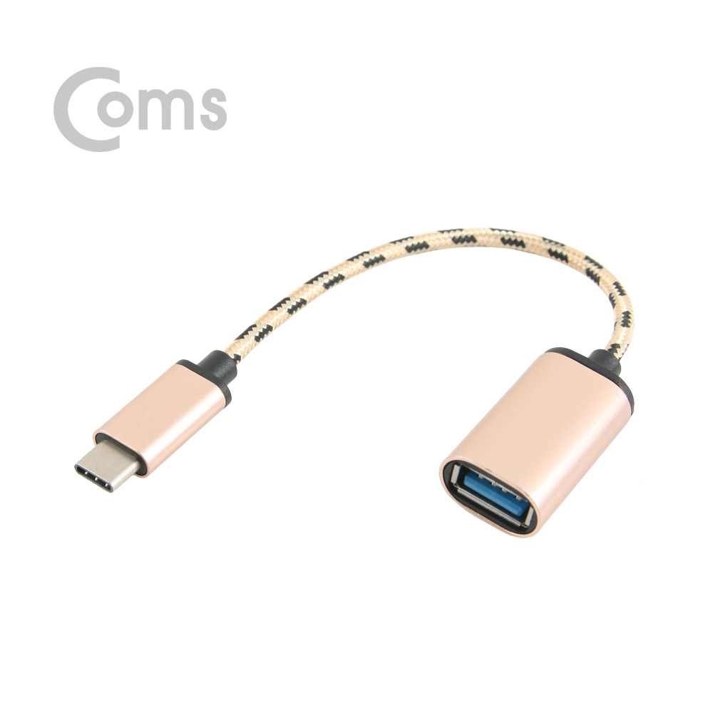 Coms USB 3.1 Type C 젠더(3.0 F/C M) 20cm, Black/Metal