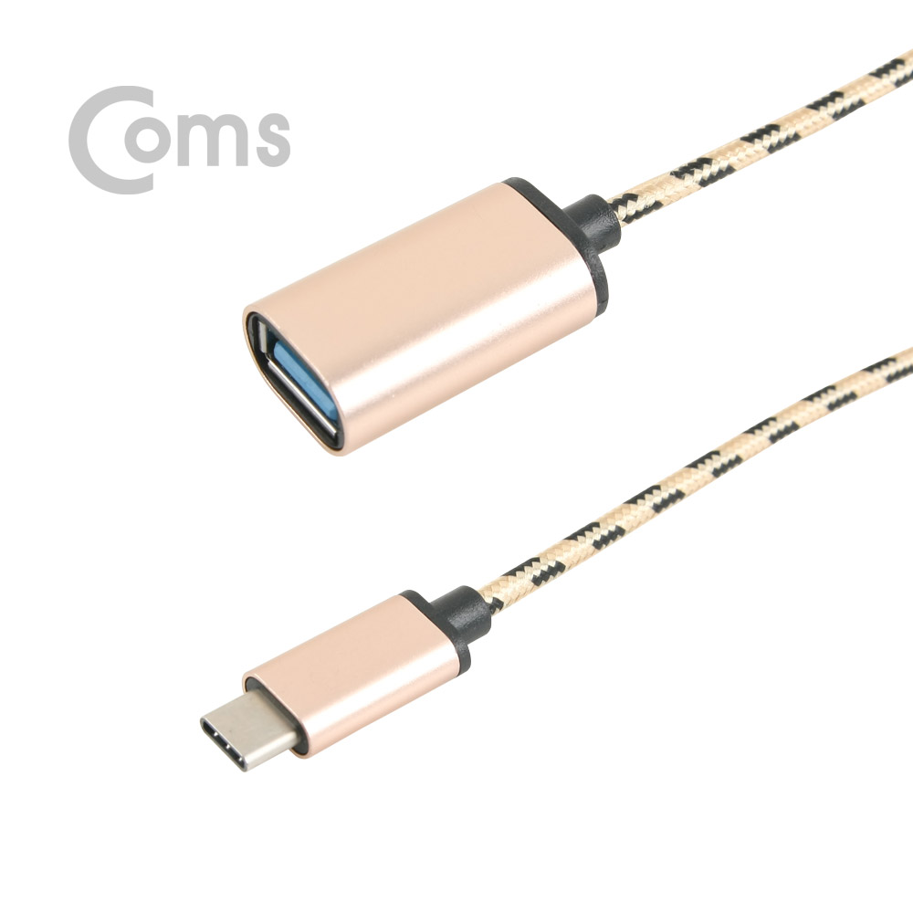 Coms USB 3.1 Type C 젠더(3.0 F/C M) 20cm, Black/Metal